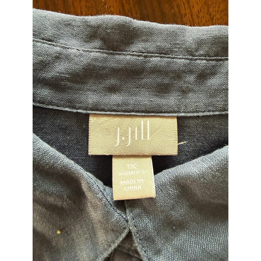 J.Jill Linen Blue Pin-tuck Roll-tab Sleeve Mini Shirt Dress Sz 1 X Plus - Picture 6 of 12